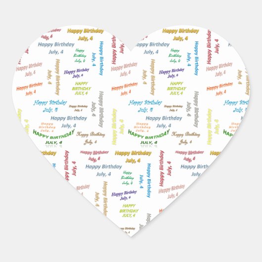 Juli, 4 Geburtstagsticker Herz-Aufkleber (Vorderseite)