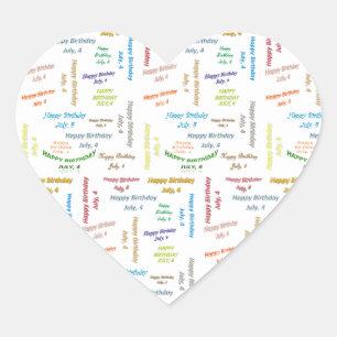 Juli, 4 Geburtstagsticker Herz-Aufkleber