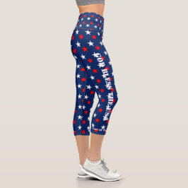 JULI 4. Gott segne Die USA Red White Blue Capri Leggings