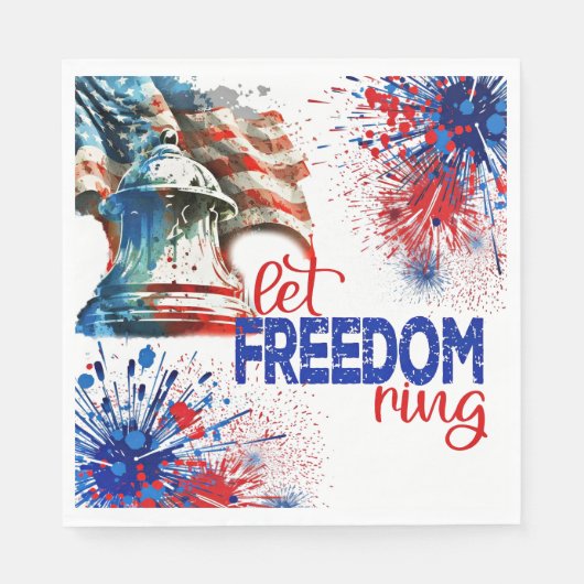 Juli, 4. Juli, lass Freedom Ring Serviette (Vorderseite)