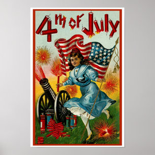 Juli 4. - Vintage Kunst - Plakat