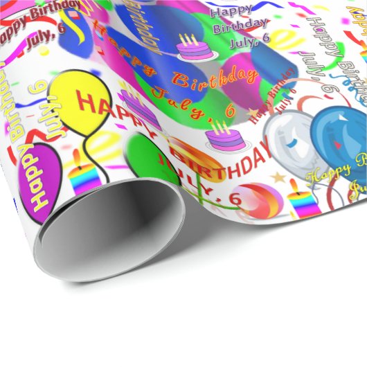 Juli, 6. Geburtstag Geschenkpapier (Rolleneckpunkt)