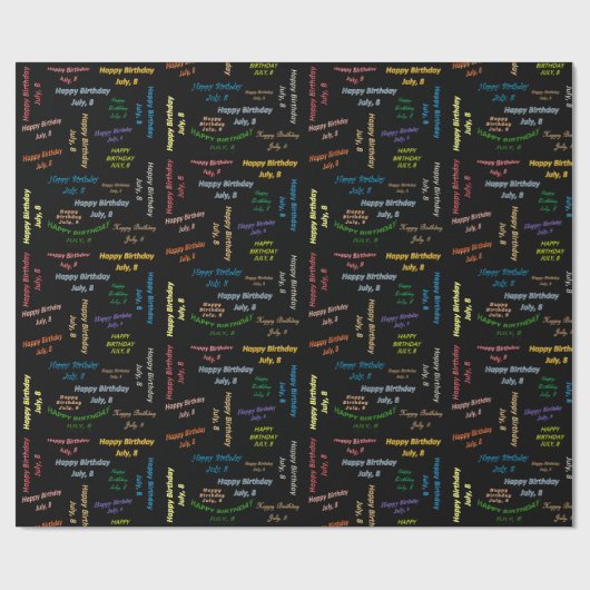 Juli, 8. Geburtstag Geschenkpapier (Flach)