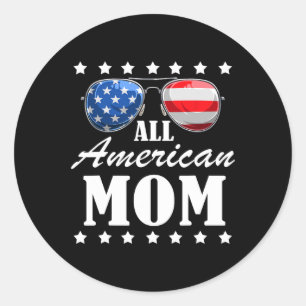 Juli American Mama Independence Day Patriot Usa Wo Runder Aufkleber