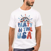 JULI-AMERIKANISCHES PARTY IN DER US-TYPOGRAPHIE T-Shirt (Vorderseite)