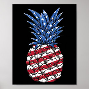 Juli Ananas American Flag Aloha Beach Poster