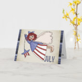 Juli Angel 4. Juli/Geburtstag Grußkarte Karte (Gelbe Blume)