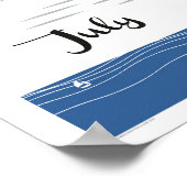 Juli Art Deco Beach Szene mit Flag und Feuerwerk Poster (Ecke)