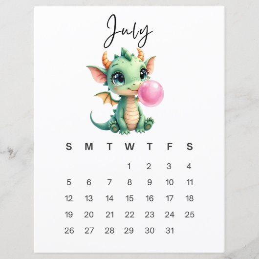 Juli-Baby-Drache-Kunstprint Whimsical Fantasy (Vorderseite)