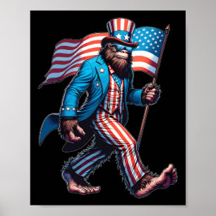 Juli Bigfoot Sasquatch Patriotische amerikanische Poster