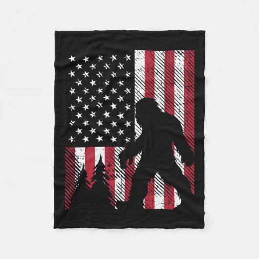Juli Bigfoot Sasquatch US Flag Patriotische Männer Fleecedecke (Vorderseite)