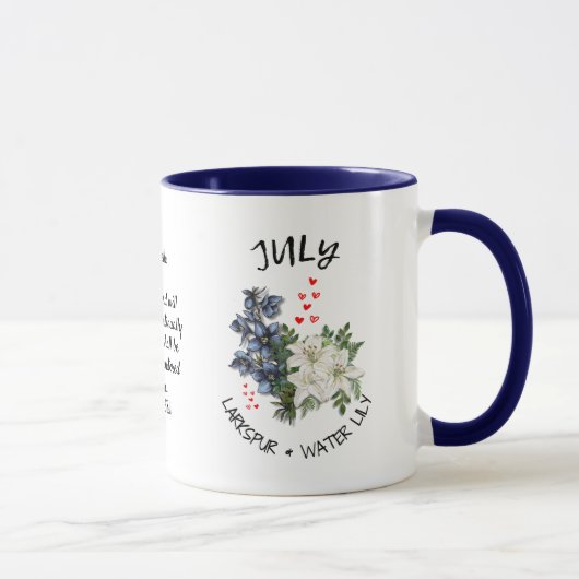 JULI Birth Month Blume Individuelle Name Christlic Tasse (Rechts)