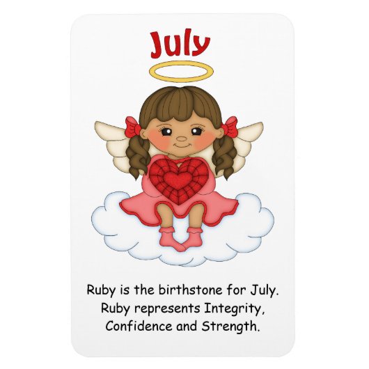 Juli Birthstone Angel Brünett Premium Magnet (Vertikal)