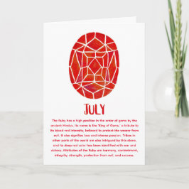 Juli Birthstone Ruby Birthday Watercolor Karte