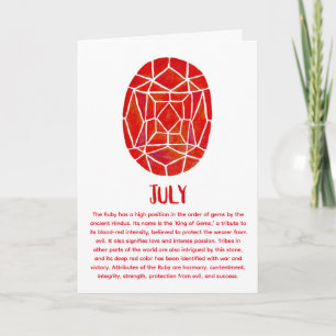Juli Birthstone Ruby Birthday Watercolor Karte