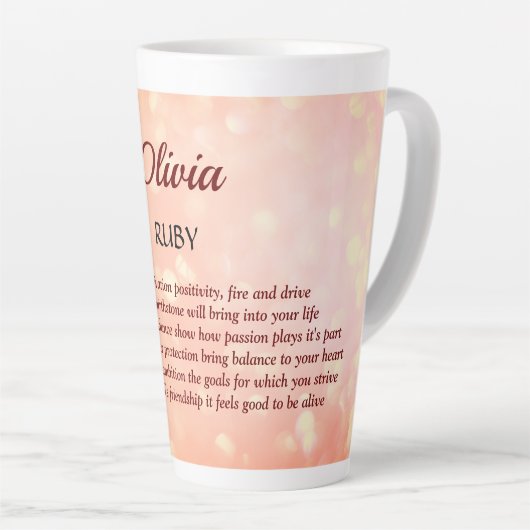 Juli Birthstone Ruby Design Milchtasse (Rechte Ecke)