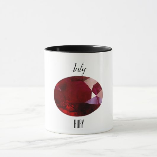 Juli Birthstone Ruby Gemstone Kunst Tasse (Zentrum)