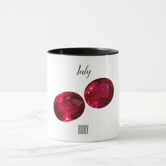 Juli Birthstone Ruby Gemstone Kunst Tasse (Zentrum)