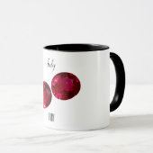 Juli Birthstone Ruby Gemstone Kunst Tasse (VorderseiteRechts)