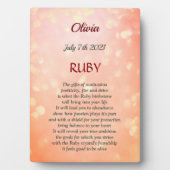 Juli Birthstone Ruby Tabletop Plaque mit Easel Fotoplatte (Vorderseite)