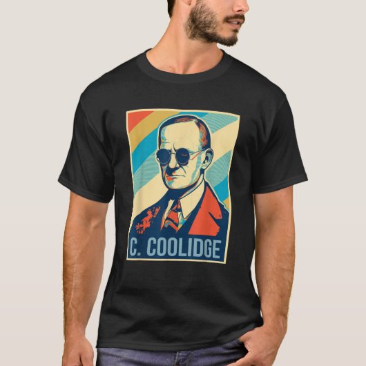 Juli Calvin Coolidge Präsident Retro Patrio T-Shirt (Vorderseite)