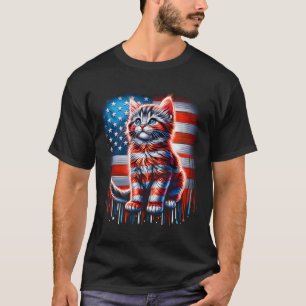 Juli Cat Usa Flag Niedliche Feiertage der Kätzchen T-Shirt