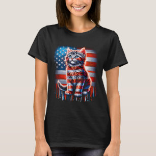Juli Cat Usa Flag Niedliche Feiertage der Kätzchen T-Shirt