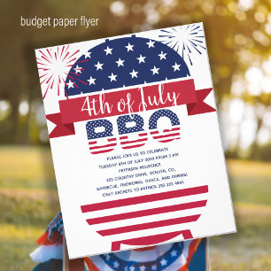Juli Einladung der US Flagge Grillen Flyer