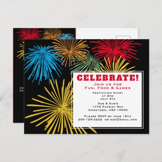 Juli Einladung Postkarte (Vorne/Hinten)