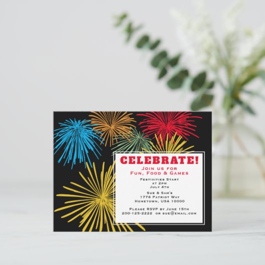 Juli Einladung Postkarte (Stehend Vorderseite)