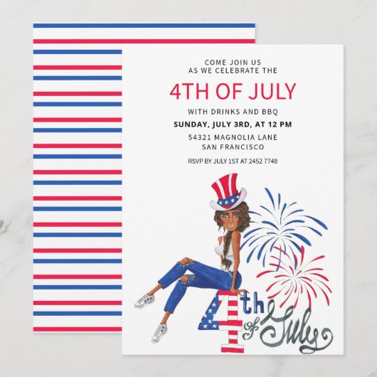 Juli Einladungen für Mädchen (Vorne/Hinten)