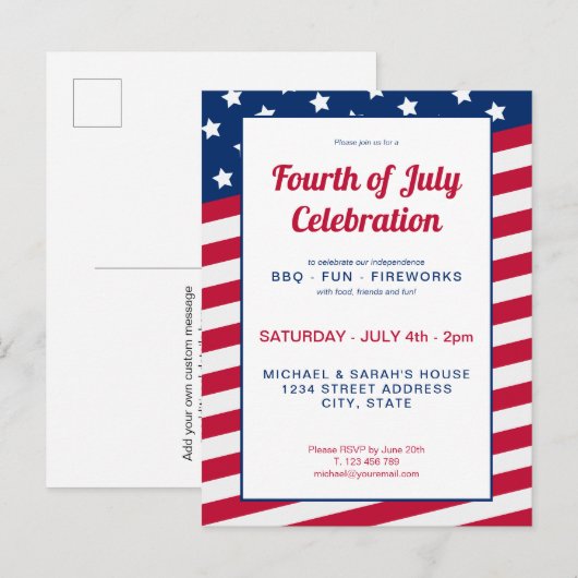 Juli Einladungspostkarte (Vorne/Hinten)