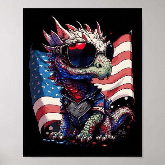 Juli Fahne des Patriotischen Drachen Poster (Vorne)