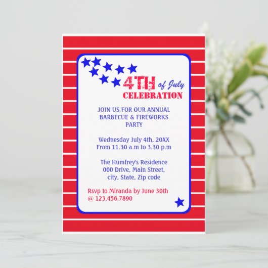 Juli - Feier Einladung (Stehend Vorderseite)