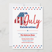 Juli Fett Modernes Rustikales Holz USA Flag Einladung (Vorderseite)