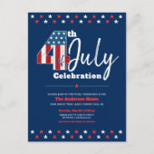 Juli Fett Modernes Rustikales Holz USA Flag Einladungspostkarte (Vorderseite)