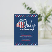 Juli Fett Modernes Rustikales Holz USA Flag Einladungspostkarte (Stehend Vorderseite)