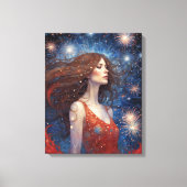 Juli Feuerwerk Frau in Rotem Kleid 4. Leinwanddruck (Vorderseite)