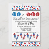 Juli Firecracker-Bericht über das Geschlecht von K Einladung (Vorderseite)