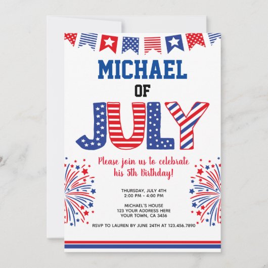 Juli, Firecracker Einladung (Vorderseite)