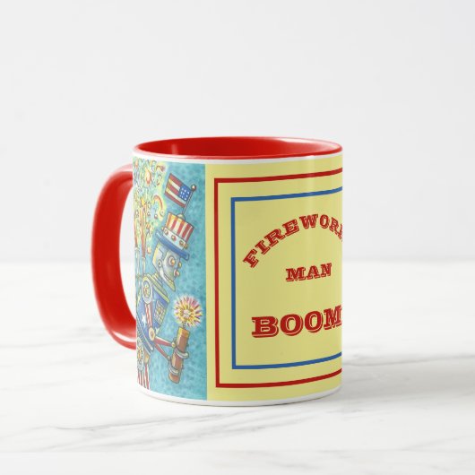 JULI FIREWORKS ROBOT, FIRECRACKER STEAMPUNK TASSE (Vorderseite Links)