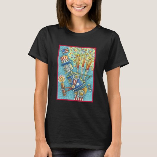 JULI FIREWORKS ROBOT, STEAMPUNK T - SHIRT Blk (Vorderseite)