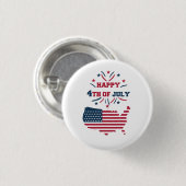 Juli Fireworks USA Red White Blue Flag Button (Vorne & Hinten)