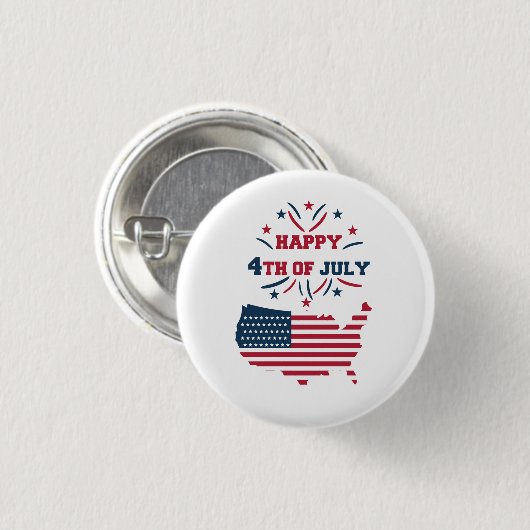 Juli Fireworks USA Red White Blue Flag Button (Vorne & Hinten)