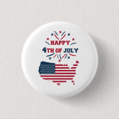 Juli Fireworks USA Red White Blue Flag Button (Vorderseite)