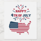 Juli Fireworks USA Red White Blue Flag Weinetikett (Einzelnes Label)