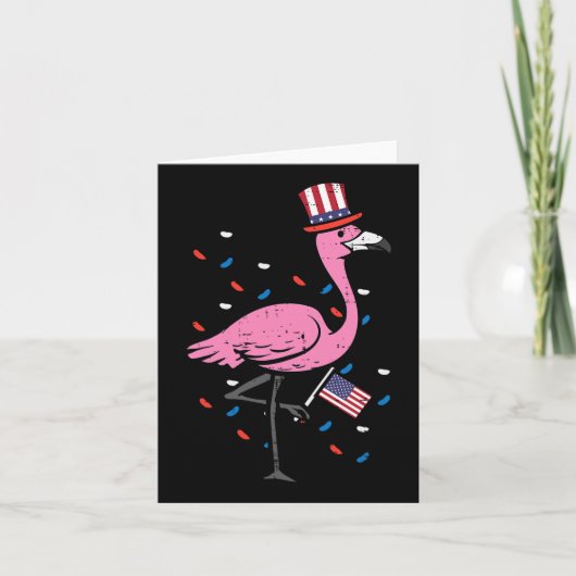 Juli Flamingo Us Flag Bird Patriotic Women Girls K Karte (Vorderseite)