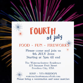 Juli Food Fun Fireworks Party Einladung