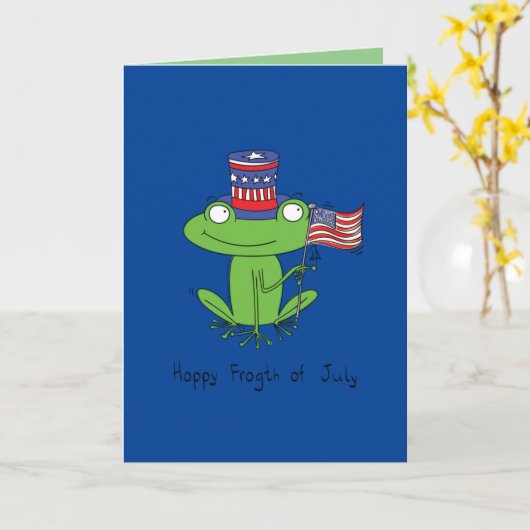 Juli Funny American Frog Karte (Gelbe Blume)