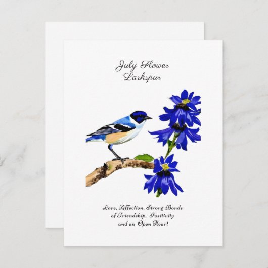 Juli Geburtmonat Blume Bluebird und Larkspur (Vorne/Hinten)